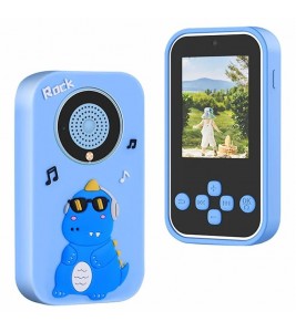 A20 2.4-inch Screen 9600W Pixel HD Kids Phone Camera with 32G Memory Card - Blue Dinosaur / Silicone Type