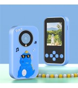 A20 2.4-inch Screen 9600W Pixel HD Kids Phone Camera with 32G Memory Card - Blue Dinosaur / Silicone Type
