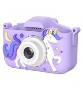 X208 Cartoon Mini 2.0 inch HD Dual Lens Camera Portable Kids Digital Camera - Purple