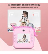 A20 2.4-inch Screen Kids Instant Camera Rechargeable Photo Printing Camera Toy - Pink