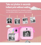 A20 2.4-inch Screen Kids Instant Camera Rechargeable Photo Printing Camera Toy - Pink