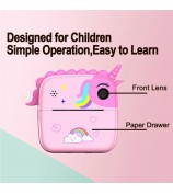A20 2.4-inch Screen Kids Instant Camera Rechargeable Photo Printing Camera Toy - Pink