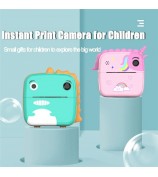 A20 2.4-inch Screen Kids Instant Camera Rechargeable Photo Printing Camera Toy - Pink