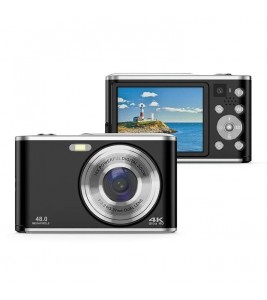 DC306L-AF Front and Rear Dual-Lens Digital Camera Auto Focus 16X Zoom Vlogging Camera for Teens - Black