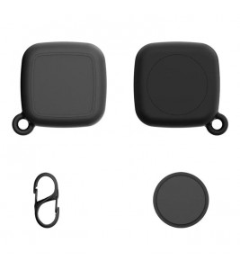 For Tile Mate Silicone Case Bluetooth Tracker Waterproof Anti-Drop Protective Sleeve with Carabiner - Black