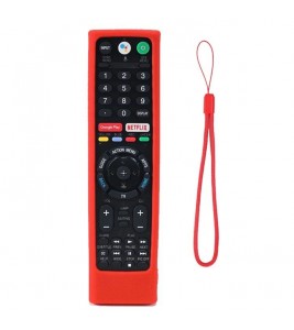 Silicone Cover for Sony TV RMF-TX300U RMF-TX200E Remote Control Shockproof Case with Strap - Red