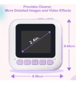 CP02 2.4-inch Screen Kids HD Digital Camera Mini Thermal Photo Printer with 32G TF Card + Card Reader - Blue