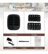 RETEKESS TD175S Restaurant Waiting Pager Set Beeper Buzzer Wireless Calling System with 10 Guest Pagers - US Plug