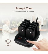 RETEKESS TD175S Restaurant Waiting Pager Set Beeper Buzzer Wireless Calling System with 10 Guest Pagers - US Plug