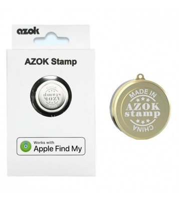 AZOK Stamp Bluetooth Tracker 80dB Beep Sound Global Item Locator Works with Apple Find My - Gold