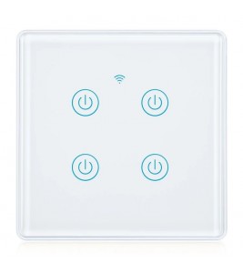 DS-101JL-4 4 Gang WiFi + Bluetooth Dual Mode APP Voice Control Smart Touch Wall Switch - White