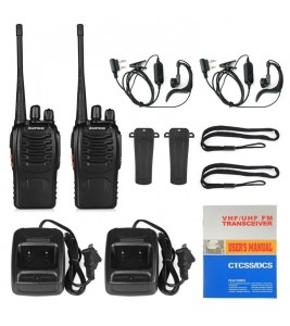 BAOFENG BF-888S 2Pcs Outdoor Handheld Interphone UHF VHF Walkie Talkie with Flashlight - US Plug