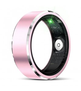 R5 Heart Rate Blood Oxygen Sleep Monitoring Ring Multifunctional Aluminum Alloy Smart Ring, Magnetic Cable Charging - Pink / Size 8