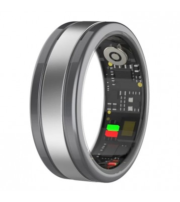 R18 Sleep Health Monitoring Ring Multifunctional Stainless Steel Smart Ring, Magnetic Cable Charging - Tarnish / Size 8