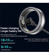 R18 Sleep Health Monitoring Ring Multifunctional Stainless Steel Smart Ring, Magnetic Cable Charging - Tarnish / Size 8