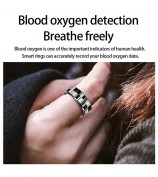 R9 Multifunctional Stainless Steel Smart Ring Heart Rate Blood Oxygen Sleep Monitoring Ring with Charging Case - Black / Size 8
