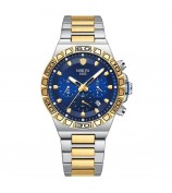 NIBOSI 2661 Stylish Steel Strap Quartz Watch Men Luminous Calendar Wrist Watch - Silver+Gold Strap / Blue Dial