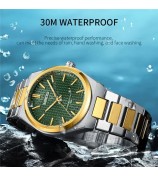 NIBOSI 2663 Business Men Quartz Watch Steel Strap Luminous Wrist Watch - Silver+Gold Strap / White Dial
