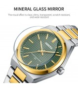 NIBOSI 2663 Business Men Quartz Watch Steel Strap Luminous Wrist Watch - Silver+Gold Strap / White Dial
