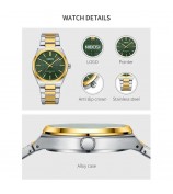 NIBOSI 2663 Business Men Quartz Watch Steel Strap Luminous Wrist Watch - Silver+Gold Strap / White Dial