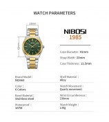 NIBOSI 2663 Business Men Quartz Watch Steel Strap Luminous Wrist Watch - Silver+Gold Strap / White Dial
