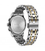NIBOSI 2651 Stylish Steel Strap Quartz Watch 3 Small Dials Luminous Men Wrist Watch - Silver+Gold Strap / Blue Dial