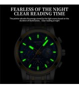 NIBOSI 2651 Stylish Steel Strap Quartz Watch 3 Small Dials Luminous Men Wrist Watch - Silver+Gold Strap / Blue Dial