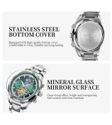 NIBOSI 2656 Stylish Steel Strap Quartz Watch Luminous Business Men Wrist Watch - Silver+Gold Strap / Blue Dial