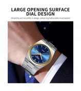 NIBOSI 2658 Stylish Steel Strap Men Wrist Watch Luminous Calendar Quartz Watch - Gold+Blue