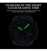 NIBOSI 2652 Stylish Steel Strap Men Quartz Watch 3 Sub-Dials Luminous Wrist Watch - Silver+Gold Strap / Blue Dial