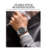 NIBOSI 2652 Stylish Steel Strap Men Quartz Watch 3 Sub-Dials Luminous Wrist Watch - Silver+Gold Strap / Blue Dial
