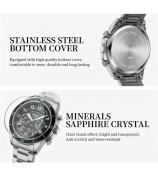 NIBOSI 2652 Stylish Steel Strap Men Quartz Watch 3 Sub-Dials Luminous Wrist Watch - Silver+Gold Strap / Blue Dial