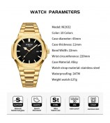 NIBOSI 2632 Stylish Men Wrist Watch Steel Strap Luminous Calendar Quartz Watch - Silver Strap / Green Dial