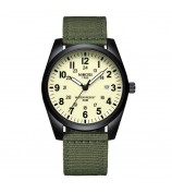 NIBOSI 2639 Fashion Casual Student Men Wrist Watch Nylon Strap Calendar Quartz Watch - Black Case / White Dial