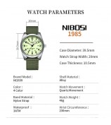 NIBOSI 2639 Fashion Casual Student Men Wrist Watch Nylon Strap Calendar Quartz Watch - Black Case / White Dial