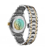 NIBOSI 2625 Stylish Rhinestone Decor Steel Strap Men Watch Luminous Calendar Quartz Watch - Silver+Gold Strap / Blue Dial