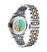 NIBOSI 2623 Stylish Rhinestone Decor Men Watch Steel Strap Luminous Calendar Quartz Watch - Silver+Gold Strap / Blue Dial