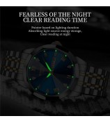 NIBOSI 2623 Stylish Rhinestone Decor Men Watch Steel Strap Luminous Calendar Quartz Watch - Silver+Gold Strap / Blue Dial