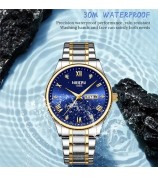 NIBOSI 2626 Rhinestone Decor Men Steel Strap Luminous Quartz Watch - Silver Strap / White Dial