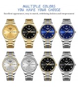NIBOSI 2626 Rhinestone Decor Men Steel Strap Luminous Quartz Watch - Silver Strap / White Dial