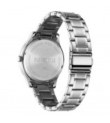 NIBOSI 2626 Rhinestone Decor Men Steel Strap Luminous Quartz Watch - Silver Strap / White Dial