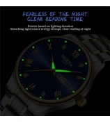 NIBOSI 2626 Rhinestone Decor Men Steel Strap Luminous Quartz Watch - Silver Strap / White Dial