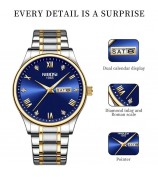 NIBOSI 2626 Rhinestone Decor Men Steel Strap Luminous Quartz Watch - Silver Strap / White Dial