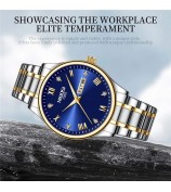 NIBOSI 2626 Rhinestone Decor Men Steel Strap Luminous Quartz Watch - Silver Strap / White Dial
