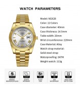 NIBOSI 2628 Fashion Men Steel Strap Calendar Quartz Watch - Silver Strap / Blue Dial