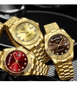 NIBOSI 2627 Rhinestone Decor Men Steel Strap Calendar Quartz Watch - Silver Strap / White Dial