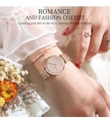 NIBOSI 2650 Stylish Shimmer Women Watch Steel Strap Quartz Watch - White Dial / Silver+Rose Gold Strap