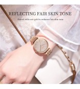 NIBOSI 2650 Stylish Shimmer Women Watch Steel Strap Quartz Watch - White Dial / Silver+Rose Gold Strap