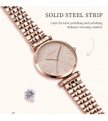NIBOSI 2650 Stylish Shimmer Women Watch Steel Strap Quartz Watch - White Dial / Silver+Rose Gold Strap