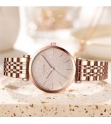 NIBOSI 2650 Stylish Shimmer Women Watch Steel Strap Quartz Watch - White Dial / Silver+Rose Gold Strap